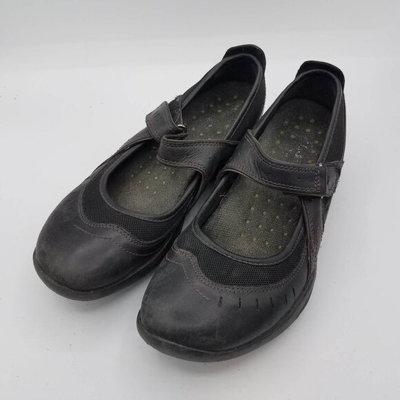 Clarks Wave Walk Womens Size 5.5 M Cruise Mary Jane Shoes Black Leather Comfort - Picture 1 of 10